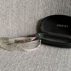 Gucci Clear Tinted Shield Sunglasses.